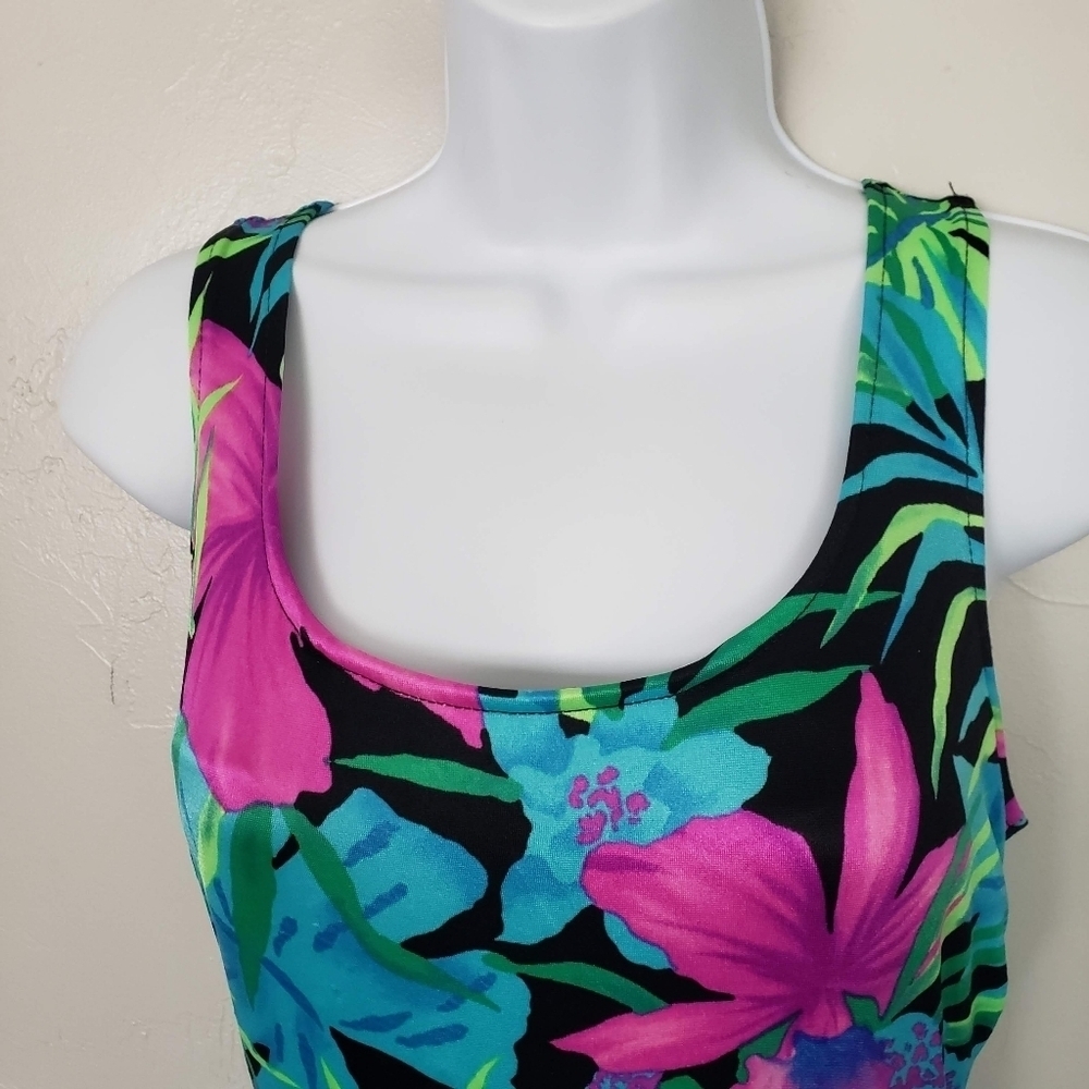 Union Made Vintage Women's One Piece Swimsuit Tropical Floral Skirt Colorful 6 - Picture 4 of 14